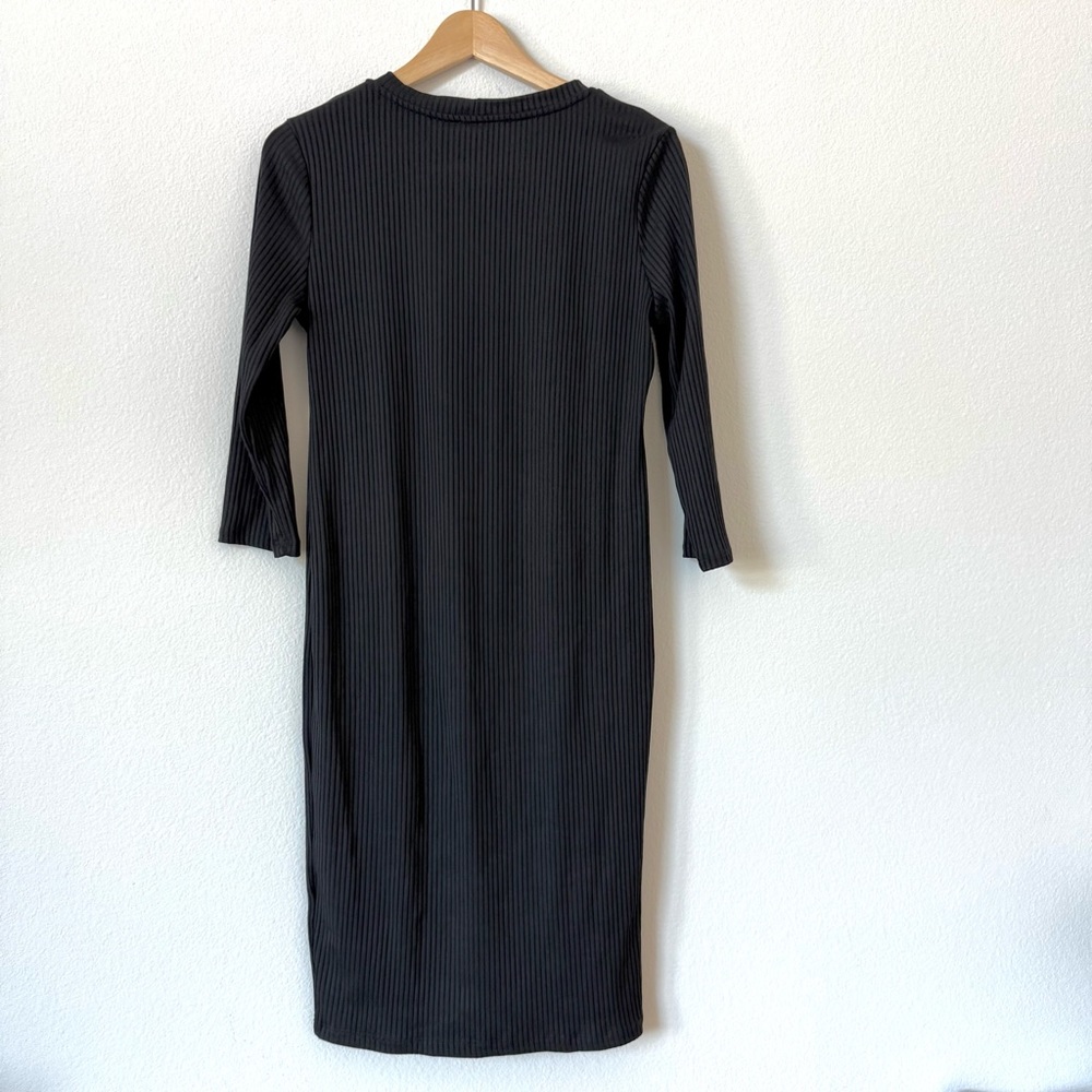 Lush Nordstrom Black Ribbed 3/4 Sleeve Mini Dress L - Picture 4 of 13